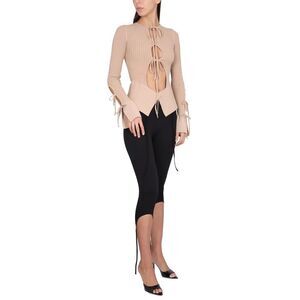 ANDREADAMO Cutout Tie Front Knit Top Women POWDER Sweaters & Knitwear